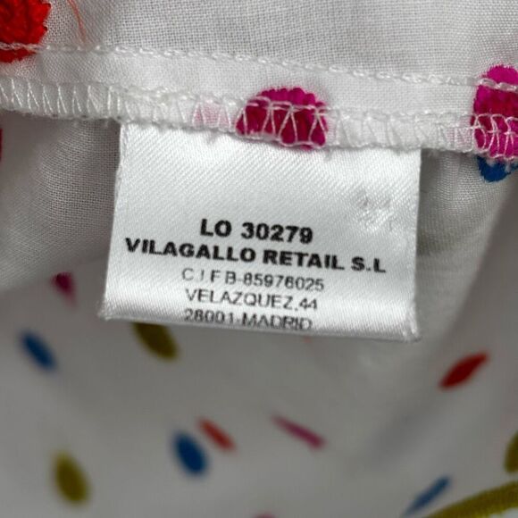 Vilagallo Puff‎ Sleeve Button Front Shirt White/Multi Embroidered Polka Dots 40 - Picture 10 of 10
